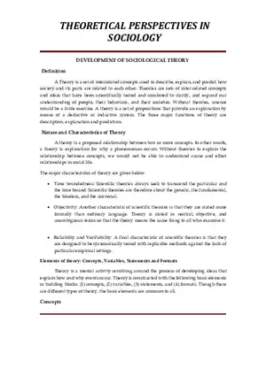 Theoretical Perspectives In Sociology Module 1