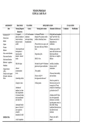 Cerebral Palsy Care Plan