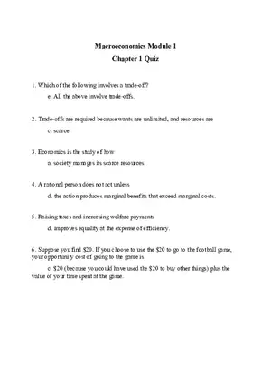 Chapter 1 Quiz Ten Principles of Economics