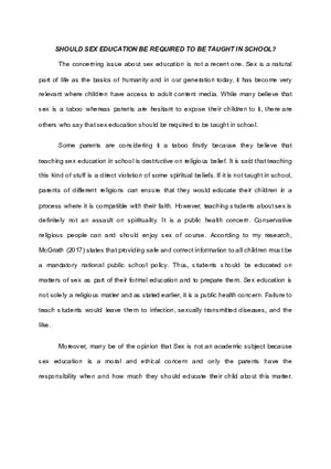 Concerning Issue About Sex Education Is Not