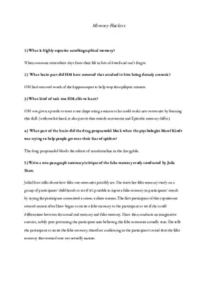 Memory Hackers Answers