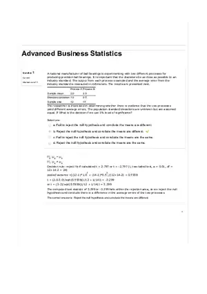 Advanced Business Statistics Assortment of Questions with Answers