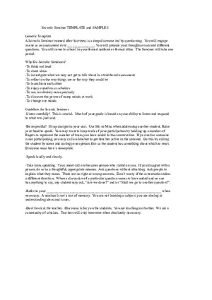 Socratic Seminar Template and Samples
