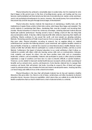Essay - The Importance of Physical Education
