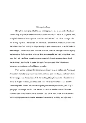 Metacognitive Essay