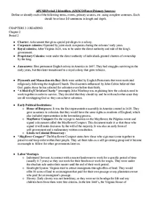 Colonial Period To 1865 Vocabulary