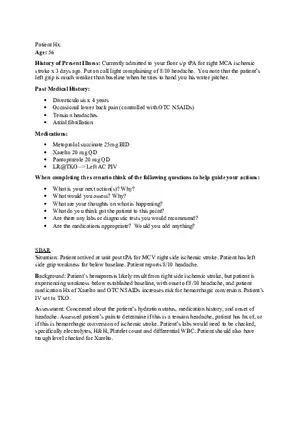 Week 7 Assessment Scenario SBAR and Link