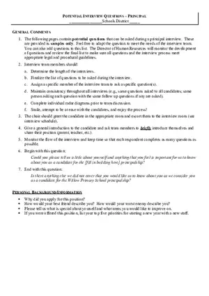 20 Principal Interview Questions 7 Pages