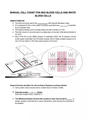 Manual Cell Count For Red Blood Cells and White Blood Cells