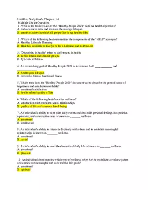 Health and Wellness Study Guide Chapters 1- 6