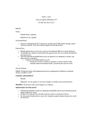 Harris Case Brief (Intentional Emotional Distress)