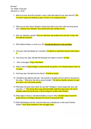 Beowulf Page 19-42 Study Guide