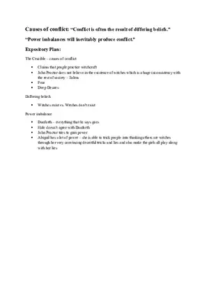 Causes of Conflict - The Crucible
