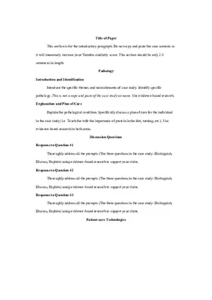 Pathophysiology for Nurses Case Study APA 7 Template