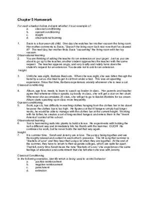 Introduction to Psychology - Chapter 5 Homework