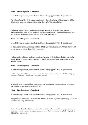 Applied History Week 1 Short Responses