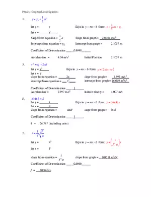 Graphing Linear Equations Lab Answer Key