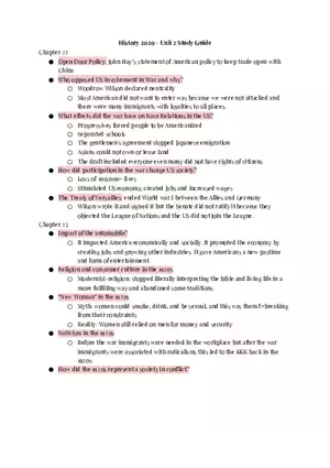 History 2020 - Unit 2 Study Guide