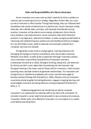 Roles and Responsibilities of Nurse Innovator