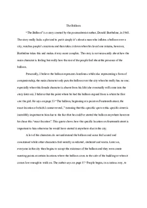The Balloon - Essay