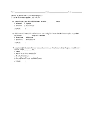Chapter 3 Clinical Assessment and Diagnosis Part 2