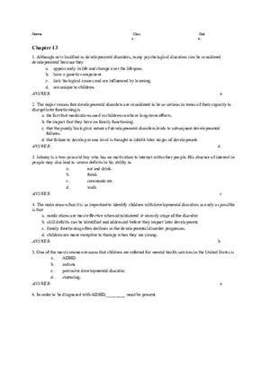 Chapter 13 - Developmental Perspective on Psychological Disorders