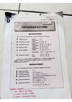 Fundamentals in Algebra - Basic Rules