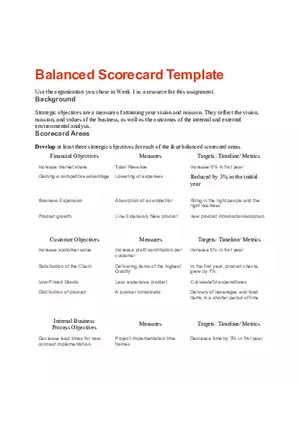 Balanced Scorecard Template