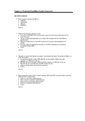Production Possibilities Frontier Framework Answer Key 1