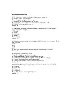 Planning Business Messages (Answer Key)