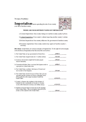 Imperialism Worksheet