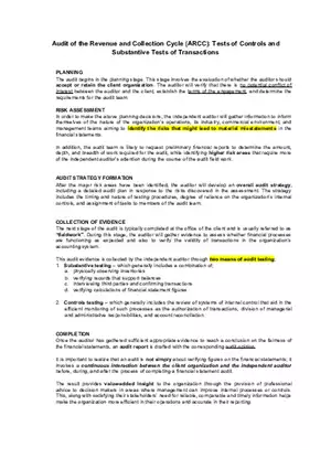 Tests of Controls and Substantive Tests of Transactions
