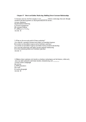Building Direct Customer Relationships Answer Key Part 1