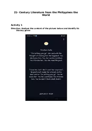 21st Century Literature from the Philippines the World