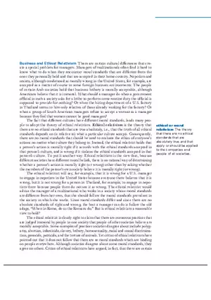 Ethical Relativism in Business Ethics