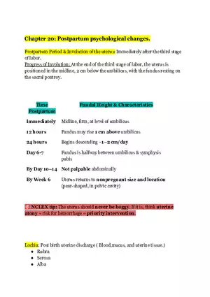 Chapter 20: Postpartum Psychological Changes