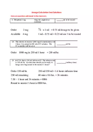 Dosage Calculation Practice Test Solutions