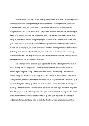 Literary Analysis on Sonny's Blues