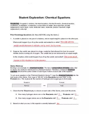 Avogadro’s Number, Chemical Equation