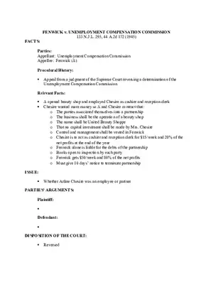 Fenwick v. Unemployment Compensation Commission