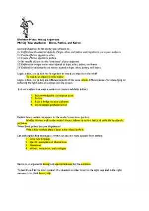 Writing Arguments Chapter 5 Skeleton Notes