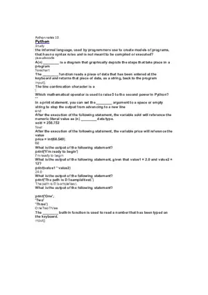Python Notes 10 Answers