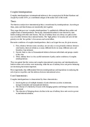 Complex Interdependence Theory