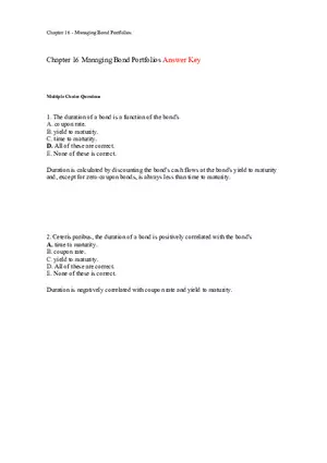 Managing Bond Portfolios Answer Key 1