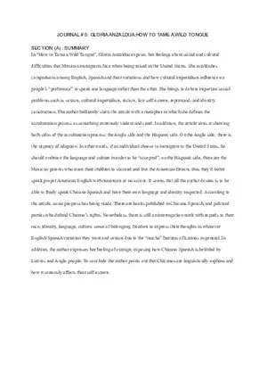 Gloria Anzaldua - How To Tame A Wild Tongue