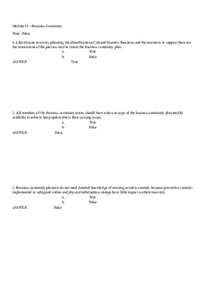Business Continuity Answer Part 1