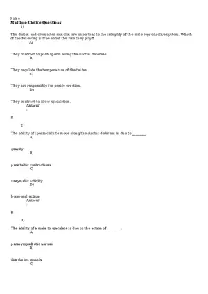 Reproductive System Practice Questions - Part 2