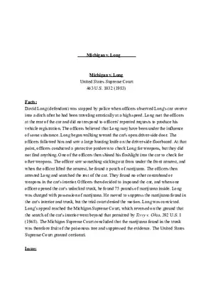 Criminal Procedure Michigan v. Long