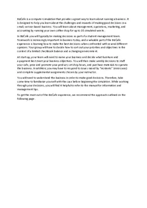 BizCafe Is a Computer Simulation Part 1