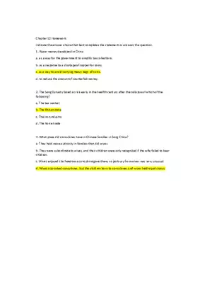 World Civilizations - Chapter 12 Homework Answers